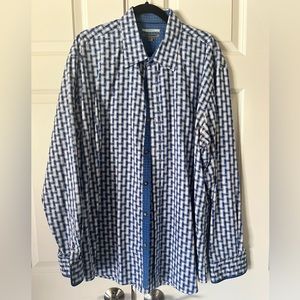 Men’s XXL Johnstone & Murphy Dress Shirt - white and blue Striped long sleeve
